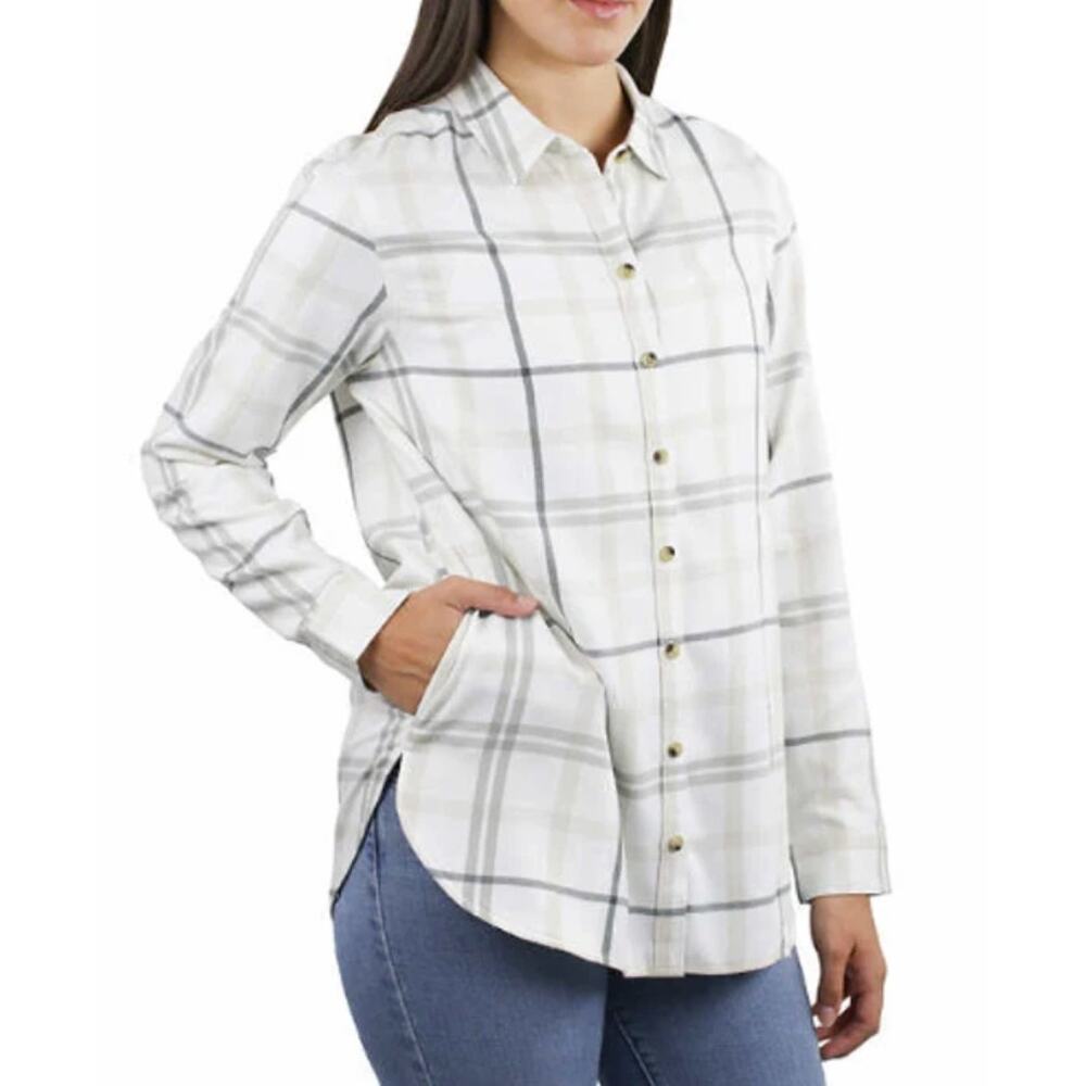 JACHS Girlfriend Collection Button Front Lightweight Flannel Shirt Preppy Size S